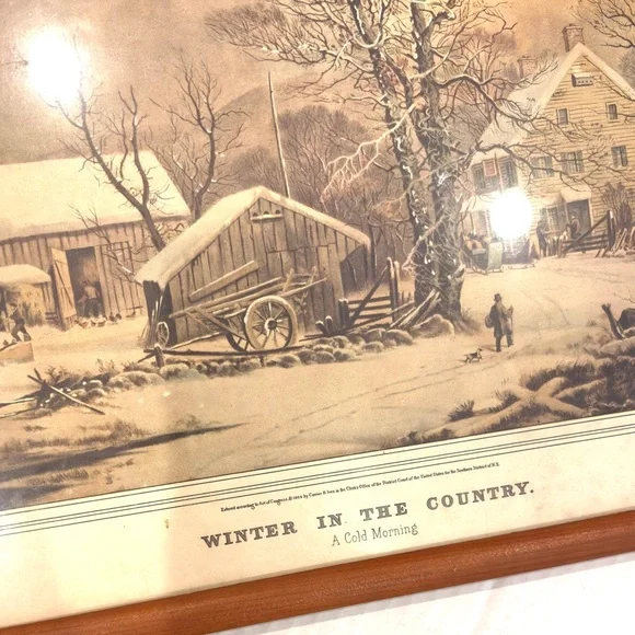 Vintage Art Print 15x11 Winter in the Country